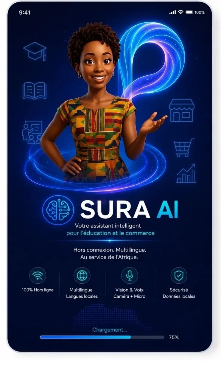 SURA AI app welcome screen