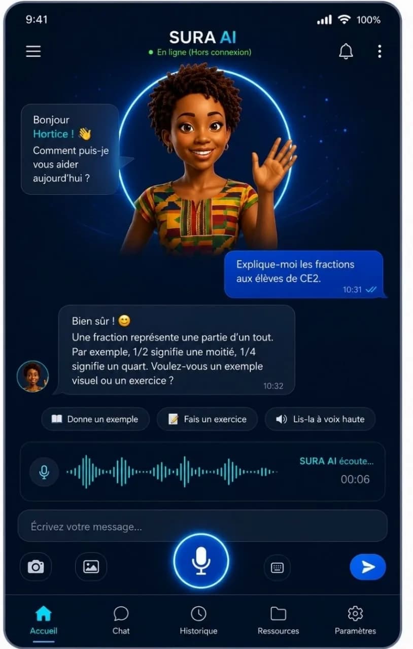 Conversation with the SURA AI assistant
