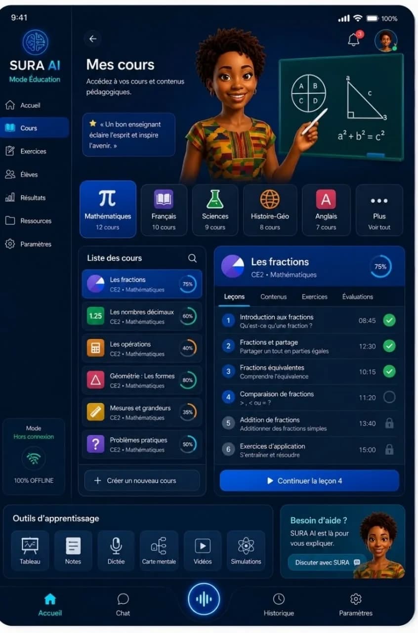 SURA AI “My courses” screen